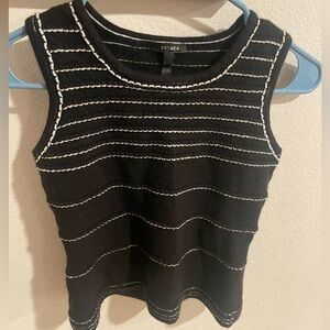 Escada Black and White Women's Cashmere Blend Blouse‎ Size 42
